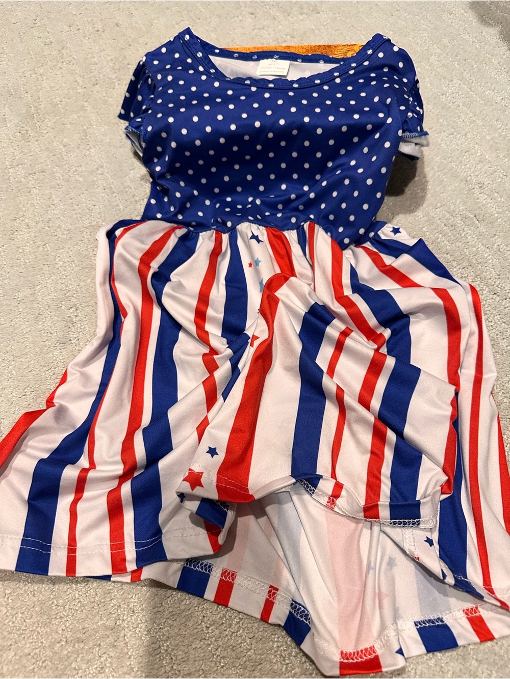 Girls' Blue & Red Striped Patriotic Dress
